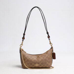 Coach Caitlin Shoulder Bag In Signature Canvas Tan Brown