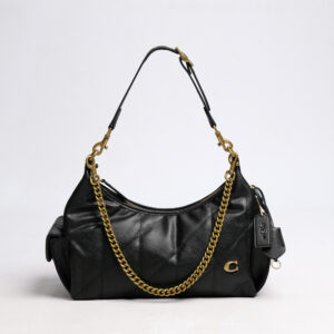 Coach Pocket Juliet Bag 30 With Quilting Brass Black