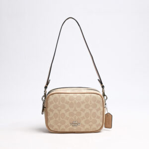 Coach Mini Carey Crossbody Bag In Signature Canvas Sand Taupe