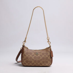 Teri Mini Crossbody Bag In Signature Canvas Tan Brown