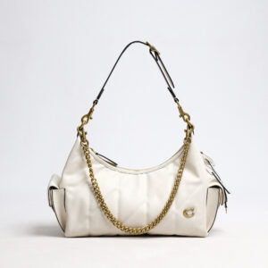 Coach Pocket Juliet Bag 30 With Quilting Brass Chalk