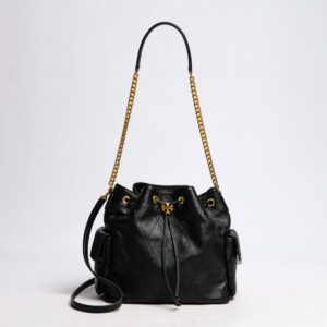 Tory Burch Charlie Quilted Drawstring Shoulder Bag Black